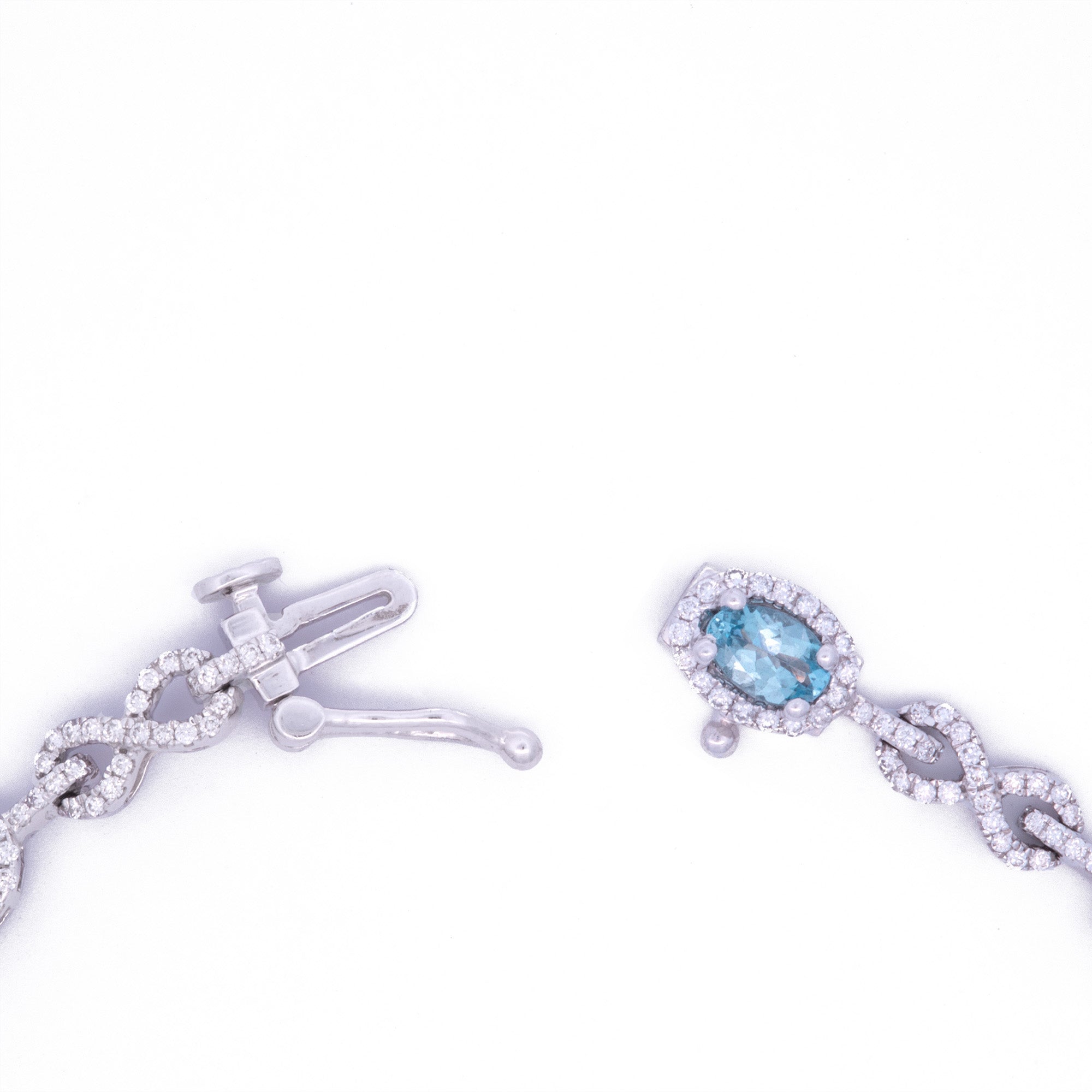 Amazon.com: 14K White Gold Oval Aquamarine and Diamond Bracelet (6 Inch  Length): Clothing, Shoes & Jewelry